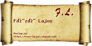 Főző Lajos névjegykártya